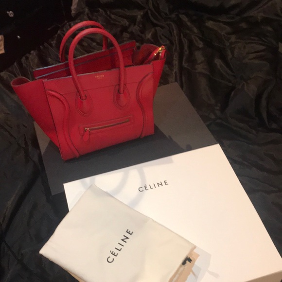 (SOLD) Red Celine Mini Luggage Tote - Picture 6 of 10